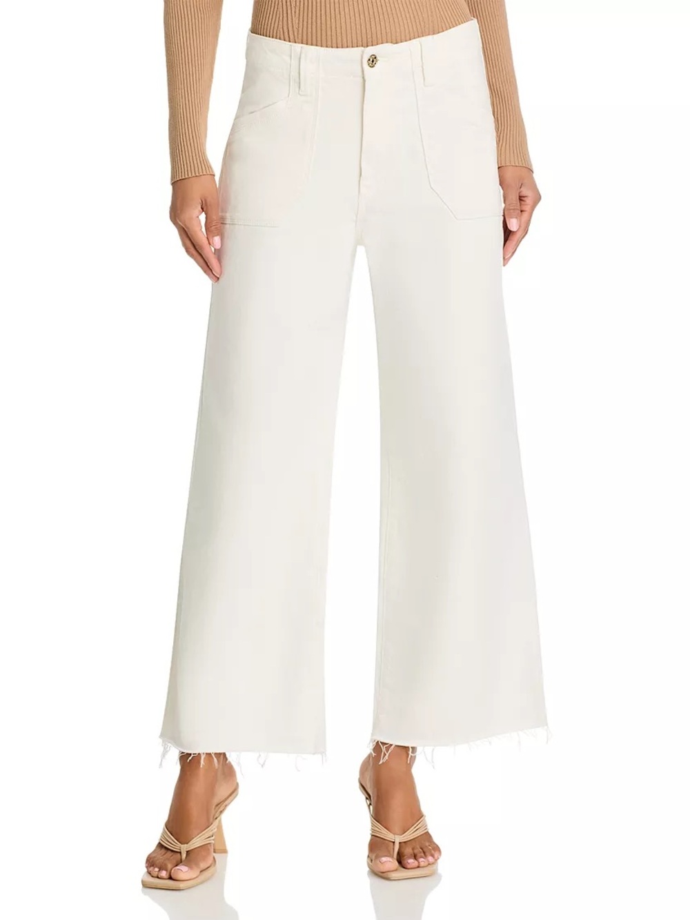 PAIGE White Wide-Leg Crop Jeans